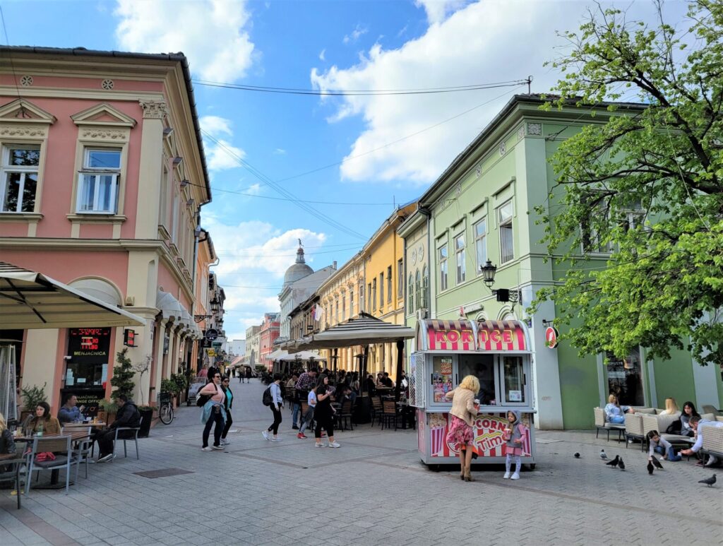 europe, serbia, vojvodina, novi sad, old town by night, pedestrian zone,  night life Stock Photo - Alamy